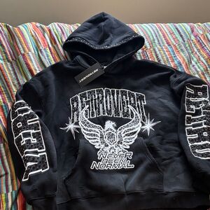 Retrovert Black Graphic Hoodie - Never Been Normal embellishment size medium nwt